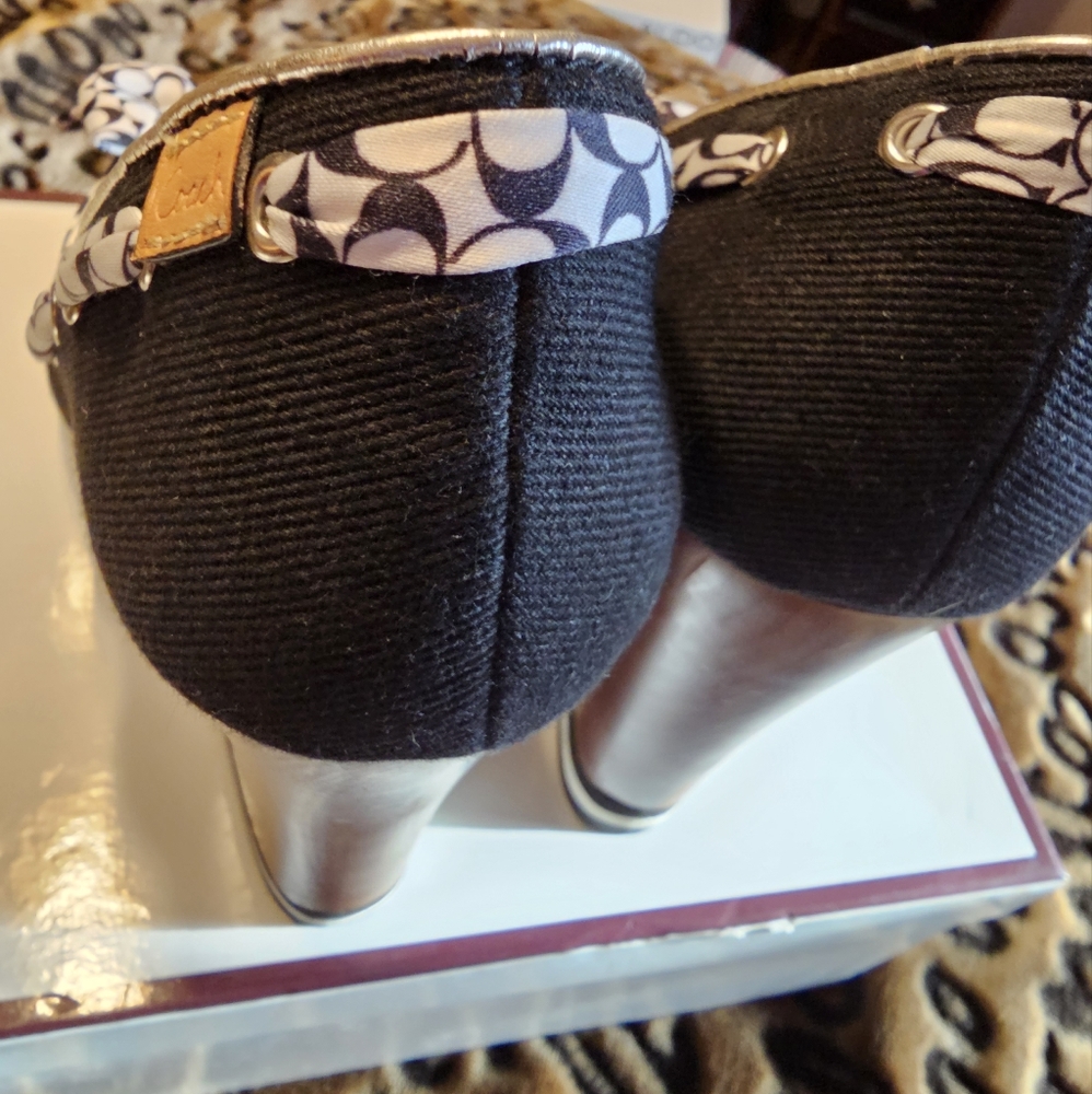 coach sandals 7.5 Coach Thalia Black & White Denin - Picture 6 of 11
